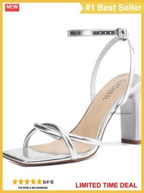 Women's Strappy Square Open Toe Chunky Block Heel Sandals Ankle Strap